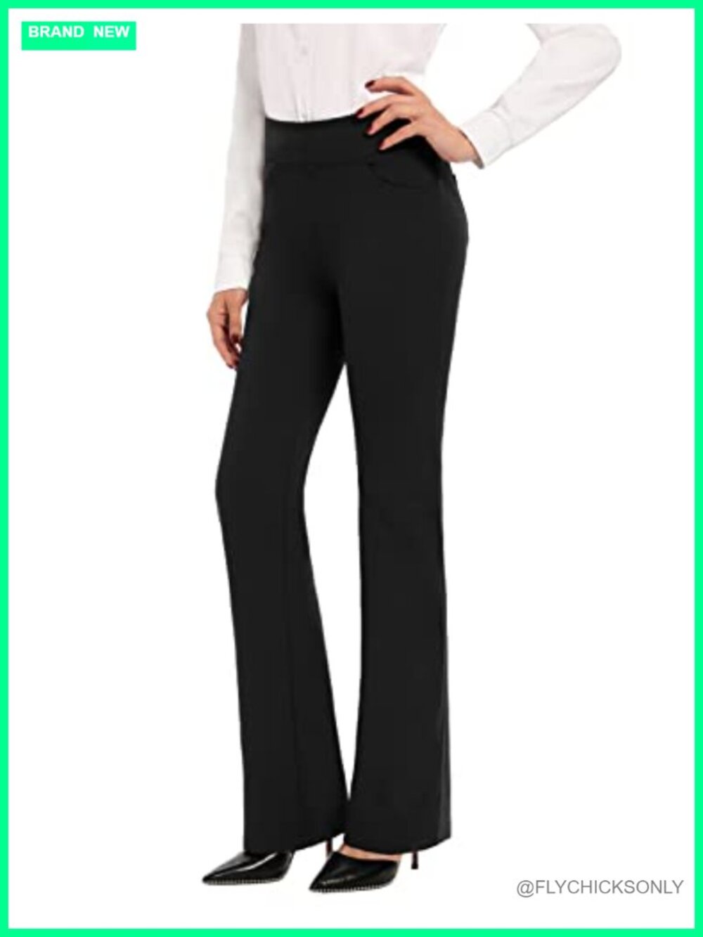 Women's Bootcut Yoga Dress Pants High Waist 4-Way Stretch Pull On Tummy Control